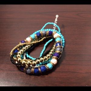 Blue themed Multi-bead bangle Bracelets